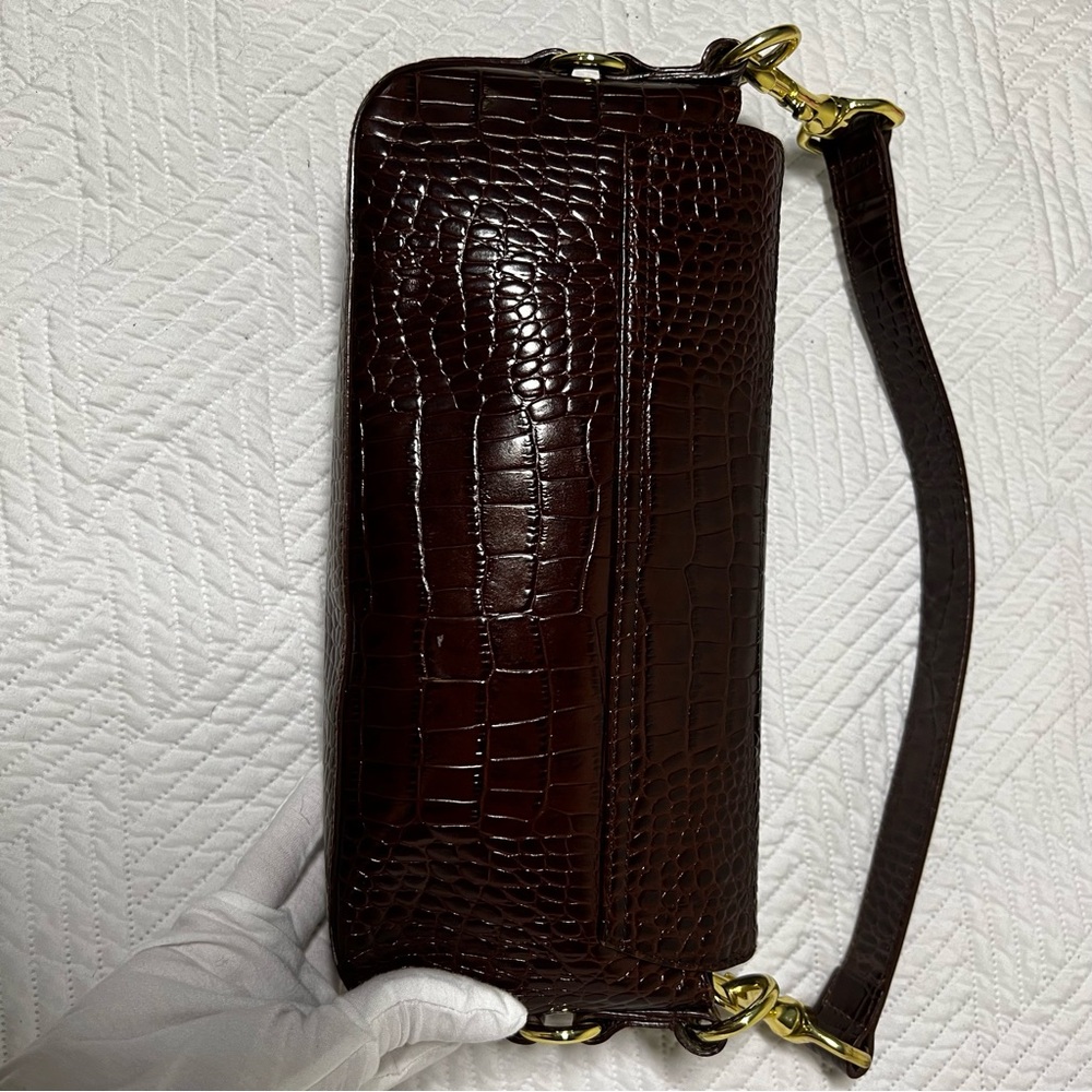 Lauren Ralph Lauren Croc-Embossed Leather Shoulder Bag, Brown